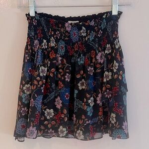 LINI Layla Floral Print Smocked Flared Mini Skirt  - Size Small